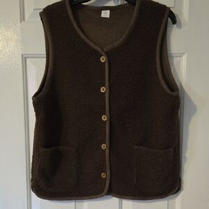 Brown Fleece Button-Up Vest
